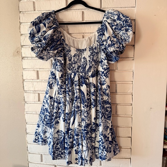 Abercrombie blue floral print puff sleeve dress - Picture 11 of 13